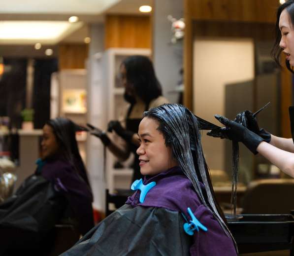 Hair coloring at luxury salon in Los Angeles