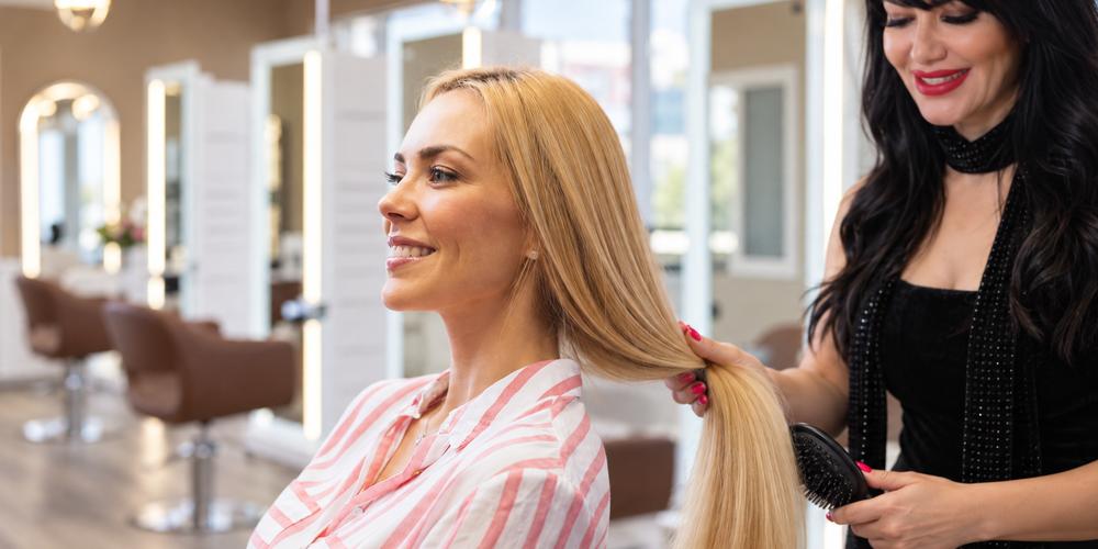 Woman with smooth, shiny hair after a hair botox treatment in Los Angeles