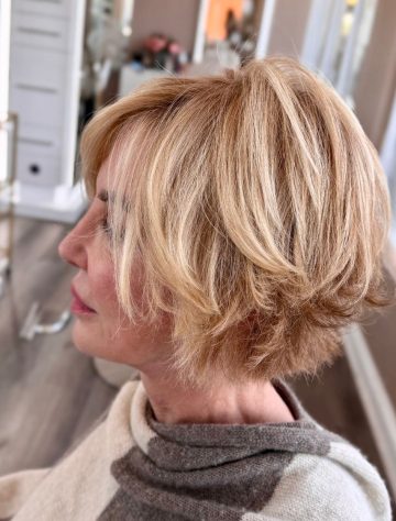 client got pixie cut and style at Los Angeles Salon Gloss & Glam