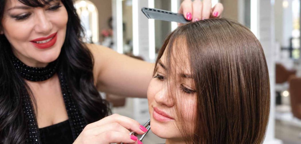 Woman with a finished bob haircut at Gloss & Glam in Los Angeles